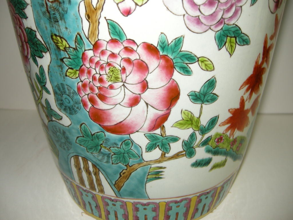 Pair, Monumental Chinese Hand Painted  Ceramic Vases