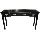 Vintage Chinese Chippendale Ebonized Console Table