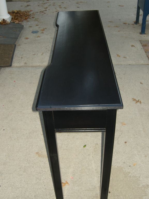 Brass Chinese Chippendale Ebonized Console Table