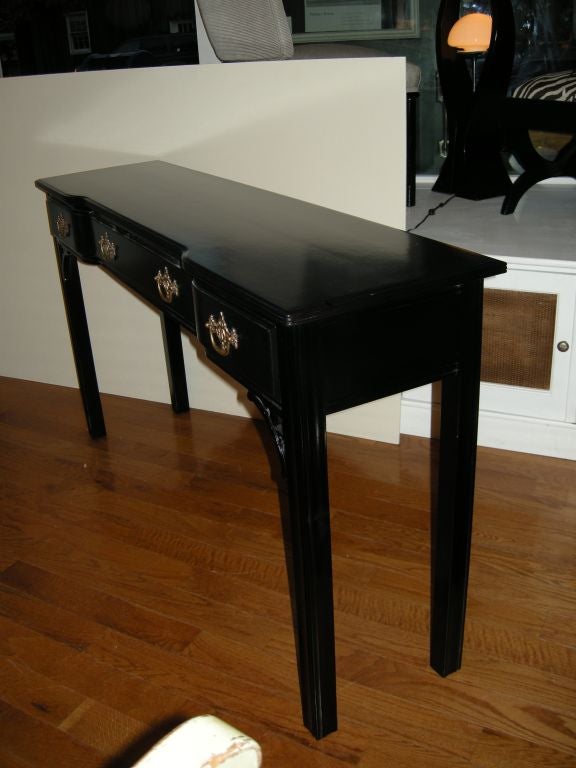 Chinese Chippendale Ebonized Console Table 1