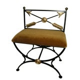 Neoclassical Style Iron & Gold Leaf Bench.