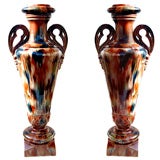 Pair, Grand Scale Majolica Vases