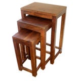 Set, Three Mission Style American Oak Stacking Tables
