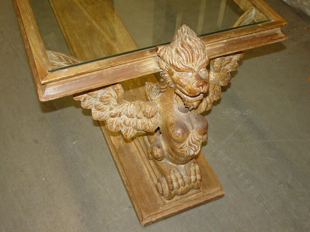 Hand-Carved Rare Hand Carved Griffin Coffee Table