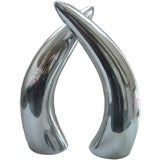 Vintage Pair of Stainless Steel Bull Horns