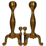 Monumental Pair of Brass Andirons.