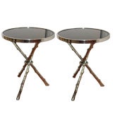 Pair, Iron  & Black Marble Top End Tables