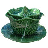 Eight Majolica  Savoy Cabbage, Soup bowls & Lids