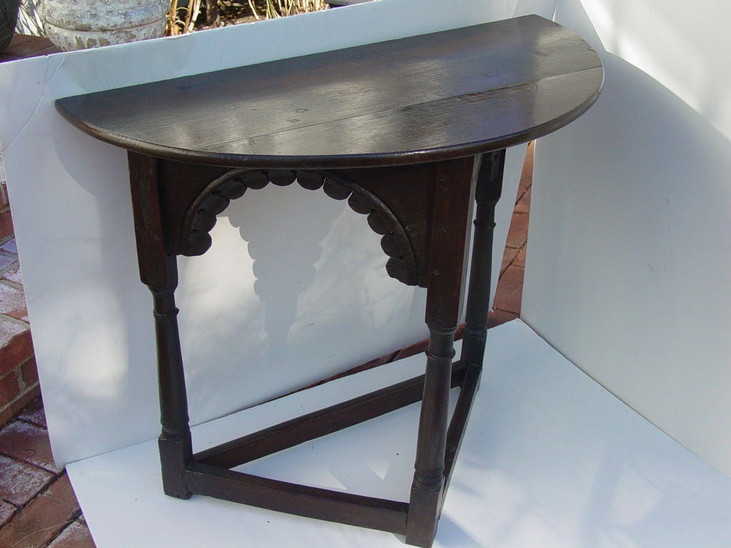 English Antique  Oak Demi Lume Console Table