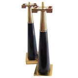 Pair, Brass and Wood Stiffel Lamps