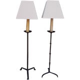 Two French Hand Forged  Iron Floor Lamps