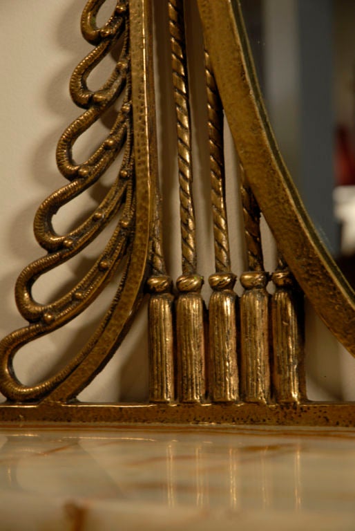 Remarkable Art Deco Bronze Console with Mirror