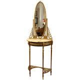 Remarkable Art Deco Bronze Console with Mirror