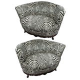 Chic, Pair of Zebra Ultra Suede Love Seats
