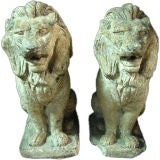 Antique Home Guards, Pair of English Stone Lion Statues