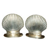 Pair Antique Shell Form  Brass Bookends.