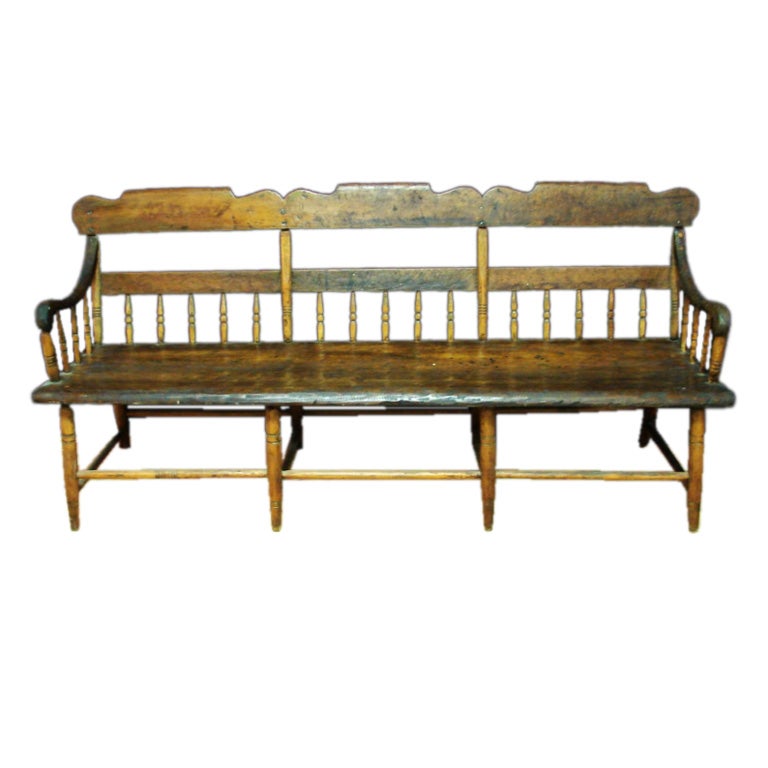 Antique New England Meeting House Bench