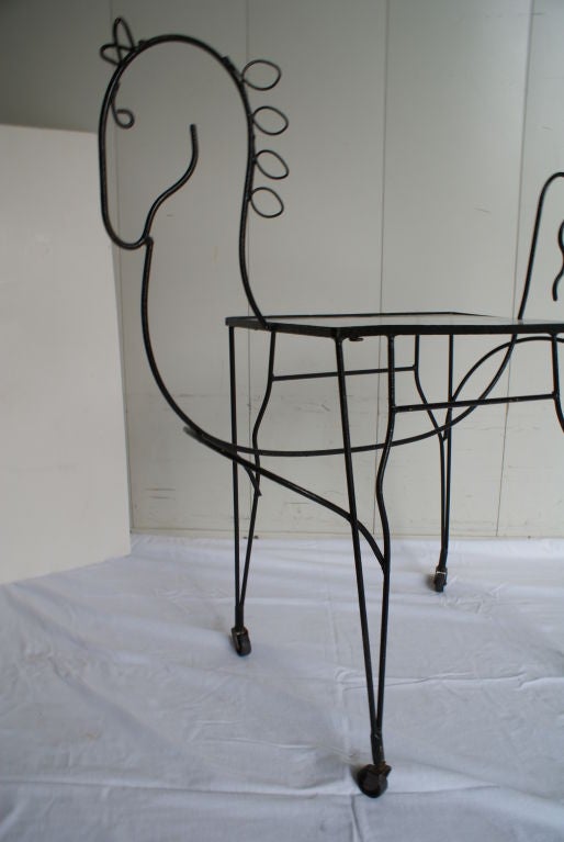 Metal Frederick Weinberg , Iconic Horse Table/Cart