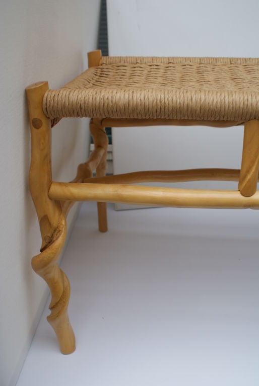 American David Ebner, Vintage Sassafras Wood Twisted Stick Bench.