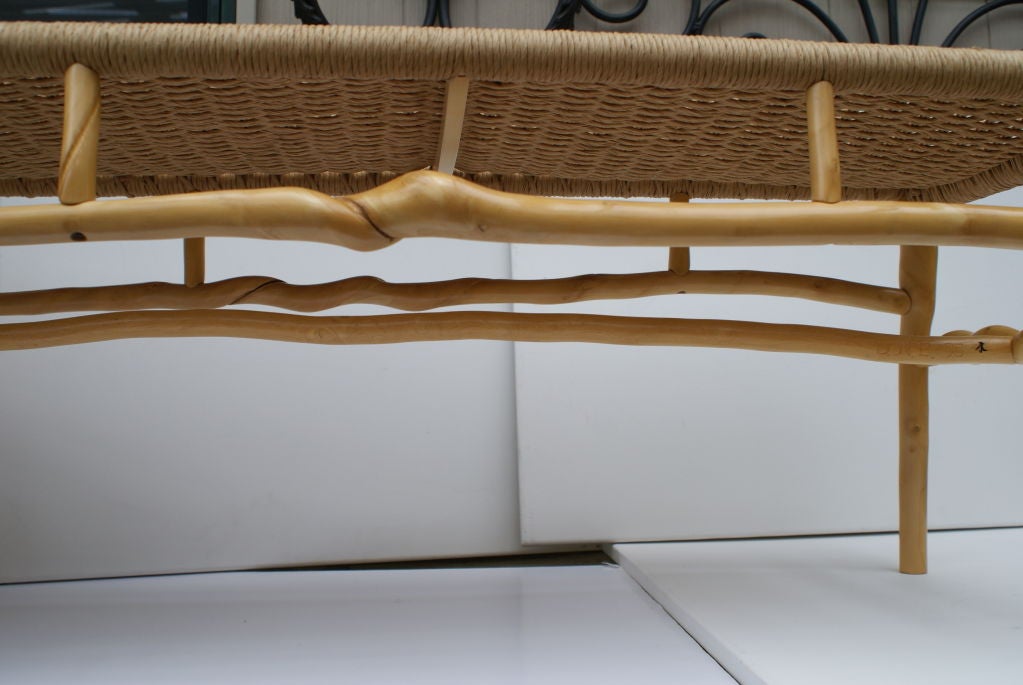 David Ebner, Vintage Sassafras Wood Twisted Stick Bench. 1