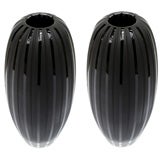 Excellent Pair of Black  Cased Murano Glass Vases