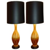 Vintage Pair of Mid-Century Haeger Pottery Lamps