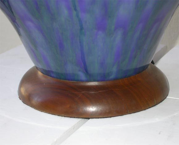 American Haeger 1960s Ceramic & Wood Table Lamp