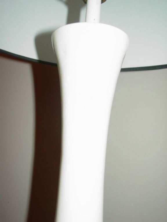 Chic swan necked ceramic 60s lamp,white or black shade available.