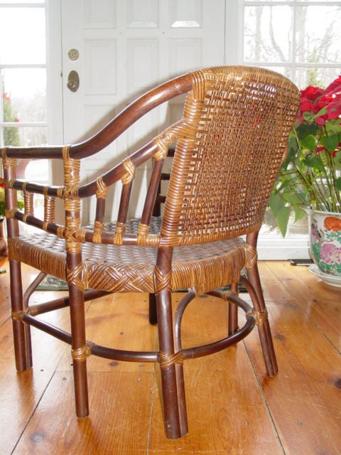 Pair.Bamboo & Rattan Plantation Chairs 1
