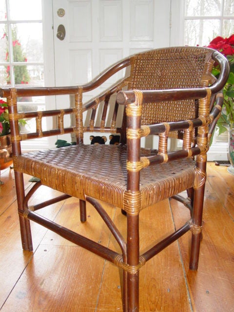 Pair.Bamboo & Rattan Plantation Chairs 2