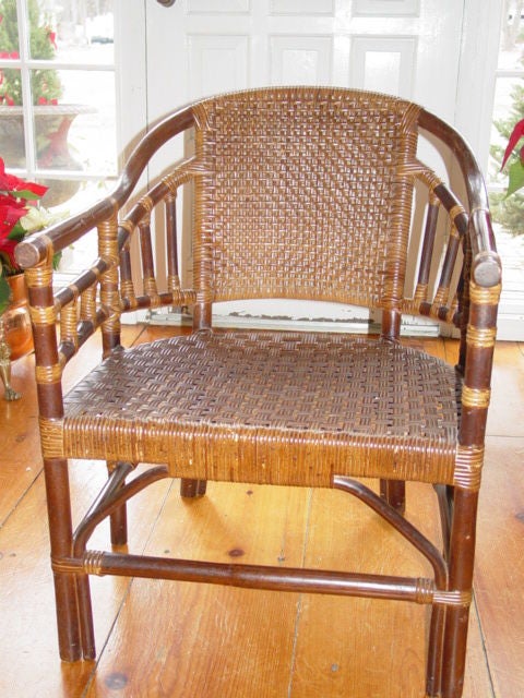 Pair.Bamboo & Rattan Plantation Chairs 3