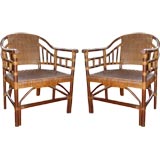 Vintage Pair.Bamboo & Rattan Plantation Chairs