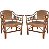 Pair.Bamboo & Rattan Plantation Chairs