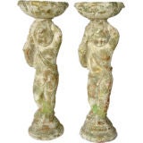 Charming Pair of French Terracotta Cherub Plant Stands