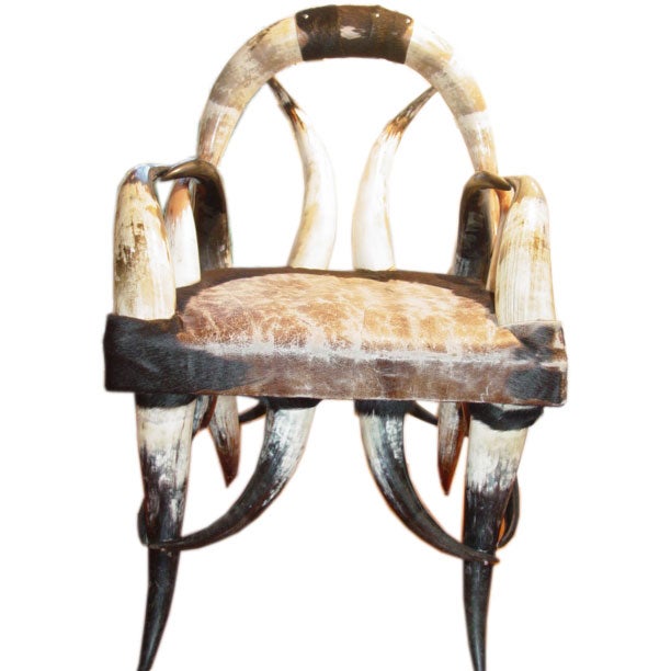 Monumental Late 19th century Steer Horn Throne Chair at 1stDibs
