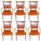 Six Chic Italian Leather/Iron Chairs