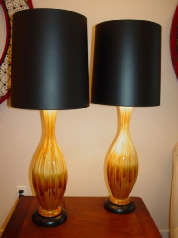 Mid-20th Century Pair, 1950s Haeger Pottery Lamps