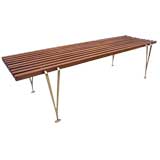 Outstanding Walnut and Brass Bench by Hugh Acton