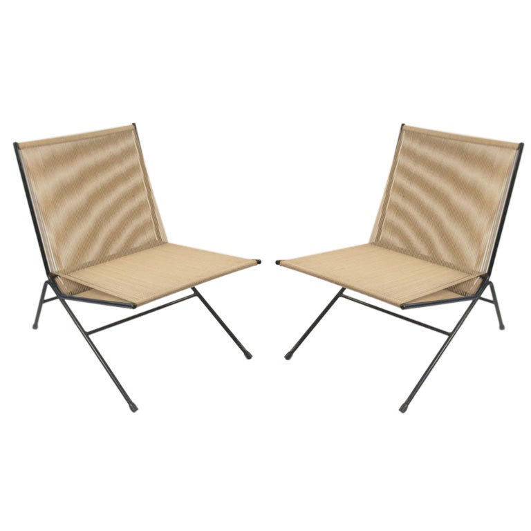 Pair of Allan Gould String Lounge Chairs