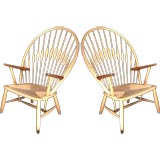 Vintage Pair of Hans Wegner Highback Peacock Chairs