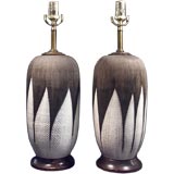 Outstanding Pair of Swedish Floral Ceramic Lamps