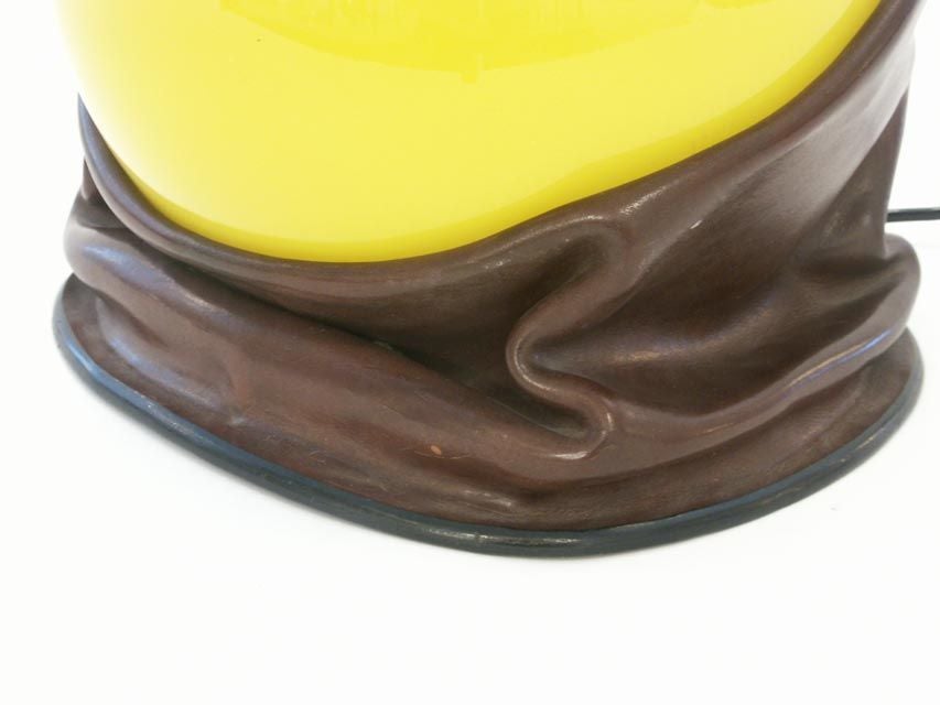 Unusual Leather and Glass Lamp by Nova Tecno, Italy