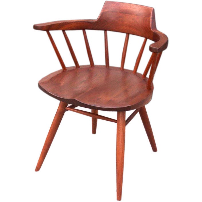 Set of 8 George Nakashima Captain
s Chairs in Black Walnut