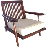 Slat Back Walnut Lounge Chair by George Nakashima