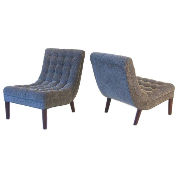 Lost City Arts Custom Tufted Slipper Chairs For Sale at 1stdibs