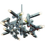 Chrome Cubist Chandelier by Sciolari