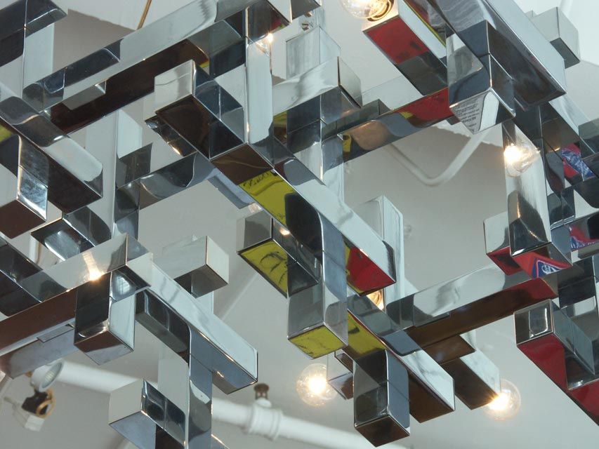 Chrome Cubist Chandelier by Sciolari
