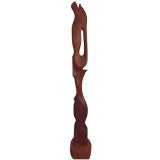 Hand Carved Walnut Totem Pole Sculpture by Frank Flynn