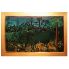 Jungle Scene at Dusk Painting by Hans Scherfig (b.1905-79)