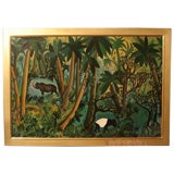Impressive Jungle Painting by Hans Scherfig (b1905-79)